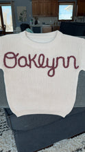 Load image into Gallery viewer, Oat sweater with dusty maroon yarn
