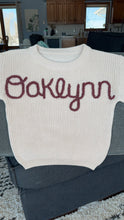 Load image into Gallery viewer, Oat sweater with dusty maroon yarn