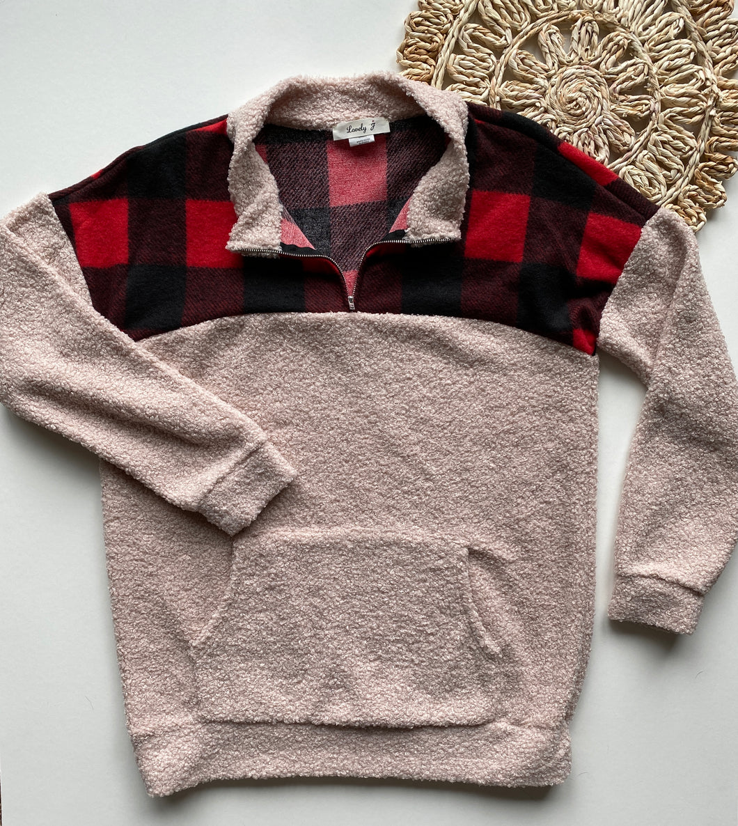 Teddy Red Plaid Sweater