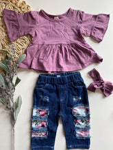 Load image into Gallery viewer, Dusty Purple Floral Outfit