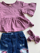 Load image into Gallery viewer, Dusty Purple Floral Outfit