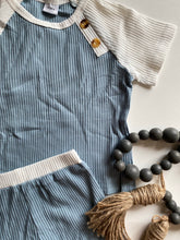 Load image into Gallery viewer, Ribbed Blue Short Set